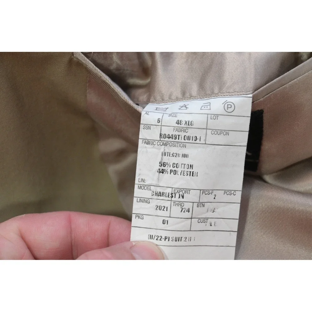 Jos. A. Bank 2 Piece Suit Mens 48XL 40x32 Tan Khaki Cotton Blend Two Button